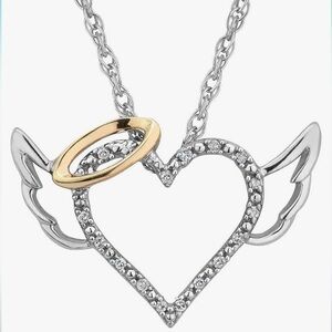 Gem & Harmony - Sterling Silver Winged Heart with Halo Necklace and Chain